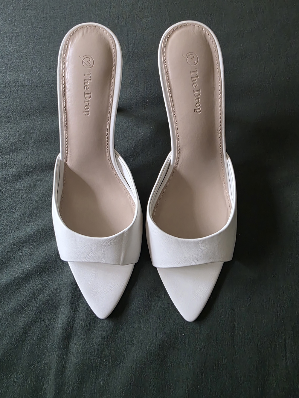 The Drop Women's White Pointed Slide Mules